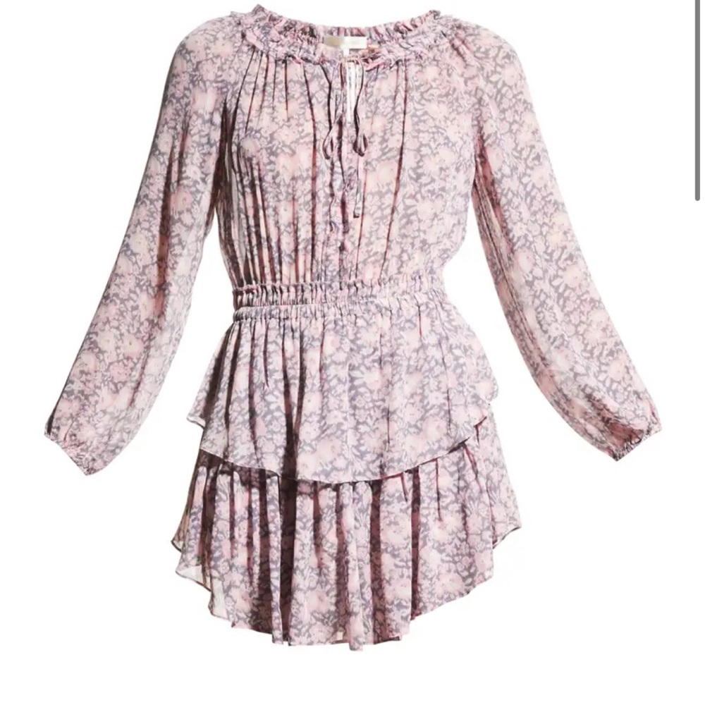LoveShackFancy Floral Popover Tiered Mini Dress NWT